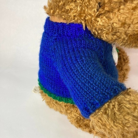 𝅺hugfun 12" Curly Hair Moose Plush Wearing Blue Snowman Sweater Winter Holiday - Picture 8 of 12